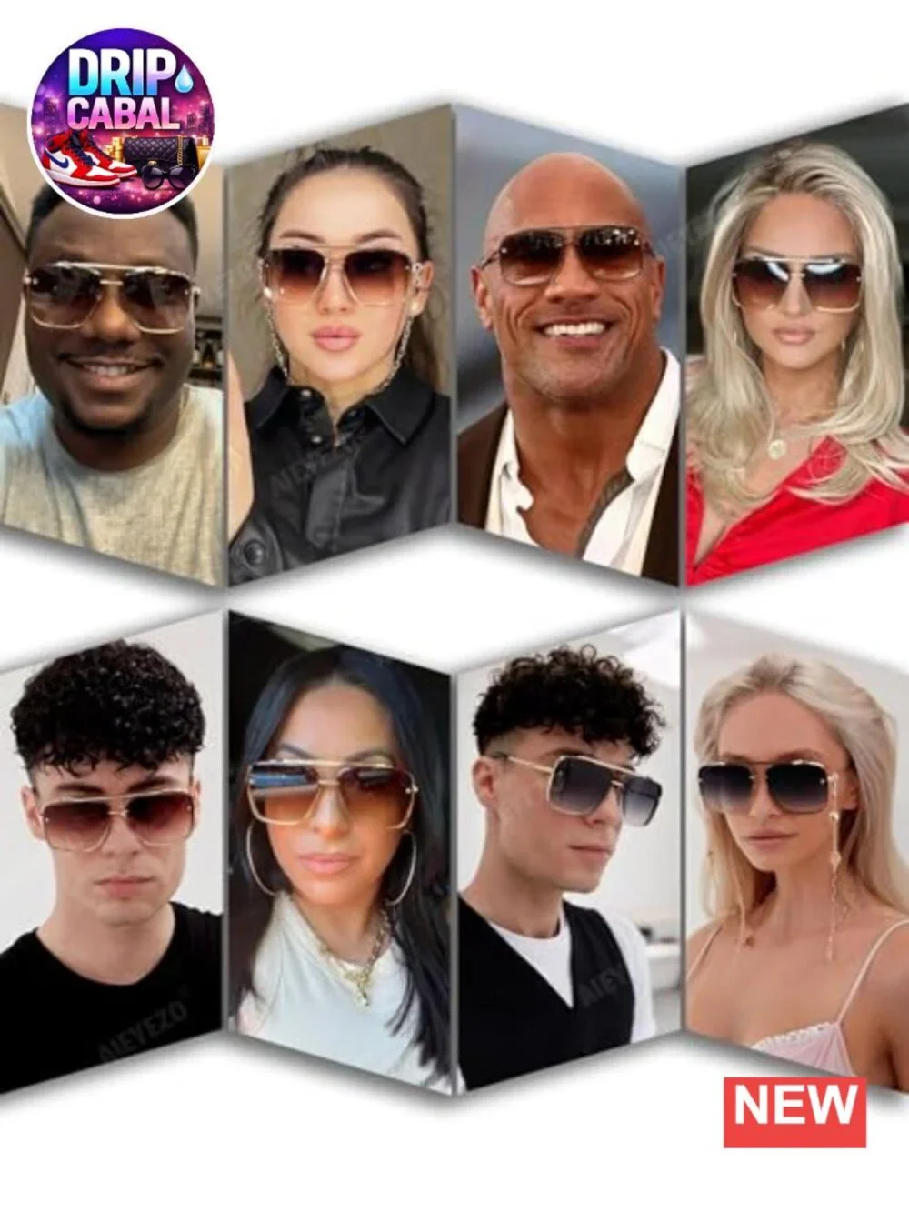 Oversized Square Metal Frame Sunglasses